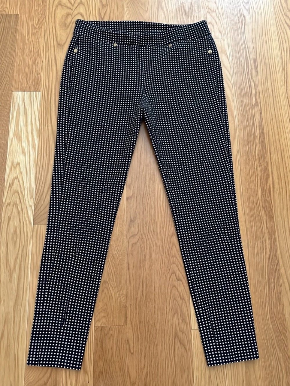 Michael Kors Black & White Grid Print Pull On Skinny Pants Size